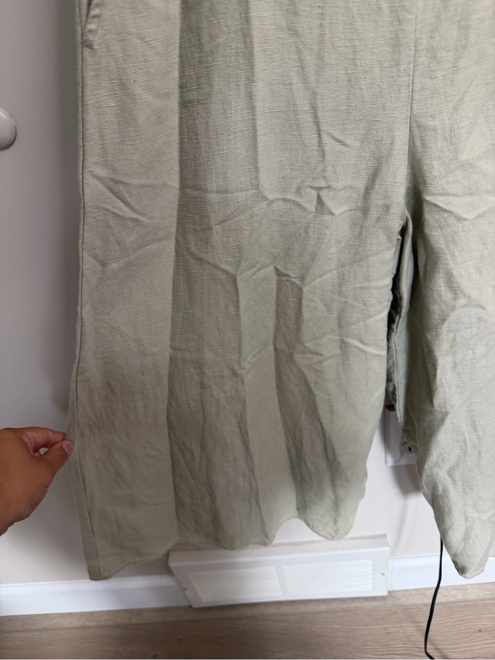 Club Monaco Light Olive Sleeveless V-Neck Wide-Leg Jumpsuit - Picture 6 of 13